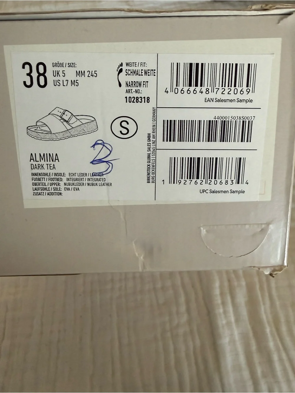 NWT Birkenstock Papillio Almina Nubuck Leather Sandals Size 38 Medium/Narrow